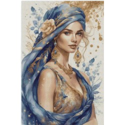 Donna con Turbante azzurro